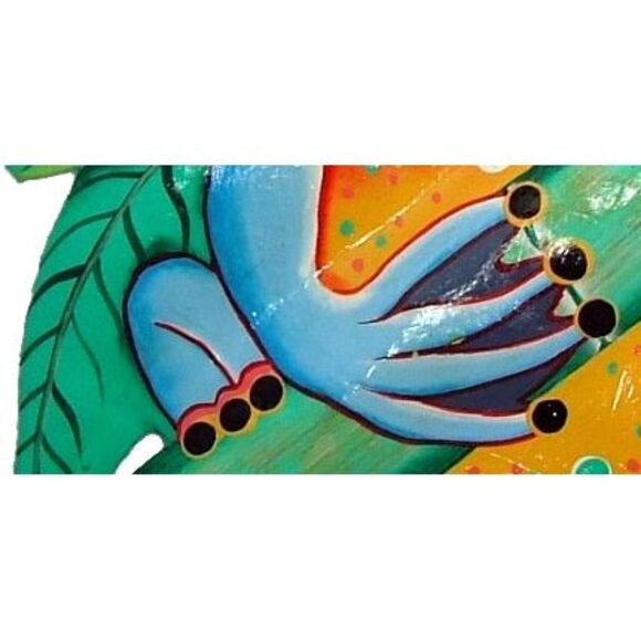 Tropical Bamboo Tree Frog Tiki Decor Haitian Wall Art Decor Red - Picture 3 of 6